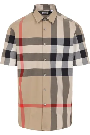 Burberry Skjorte, Herre, Flerfarvet, S, Bomuld, Kortærmet skjorte