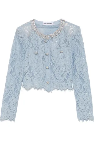Self-Portrait Bluser & Skjorter, Dame, Blå, XS, Polyester, Lace Top