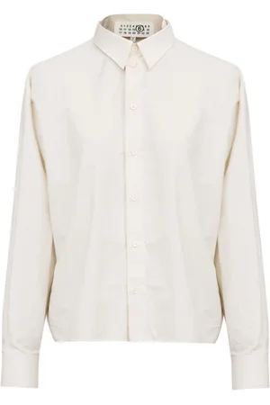 Maison Margiela Bluser & Skjorter, Dame, Hvid, 2XS, Bomuld, Lagdelt bomuldsskjorte