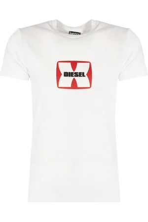 Diesel Top, Herre, Hvid, M, Bomuld, Rundhalset T-shirt med print