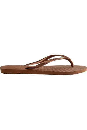 Havaianas Sko, Dame, Brun, 35 EU, Hvide Gummistrop Flip Flops