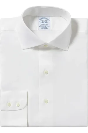 Brooks Brothers Skjorte, Herre, Hvid, 2XL, Bomuld, Regular-Fit Non-Iron Stretch Bomuldsskjorte med Engelsk Spread-krave