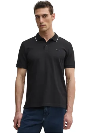 Calvin Klein Top, Herre, Sort, 2XL, Bomuld, Sort Polo Skjorte med Åndbart Stof