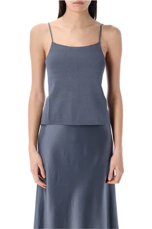 By Malene Birger Top, Dame, Grå, XS, Uld, Blå Blomstret Top Ss25