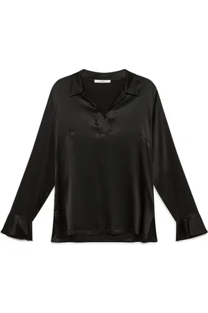 Maliparmi Bluser & Skjorter, Dame, Sort, M, Satin, Silke Satin Skjorte