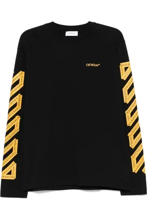 OFF-WHITE Top, Herre, Sort, XL, Sort Logo Print Crew Neck T-shirt