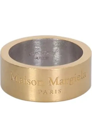 Maison Margiela Tilbehør, Dame, Gul, L, Graveret Logo Band Ring med Mat Finish