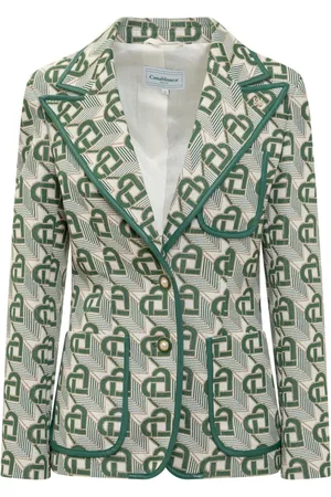 Casablanca Jakke, Dame, Grøn, S, Bomuld, Elegant Blazer med Juvelknapper