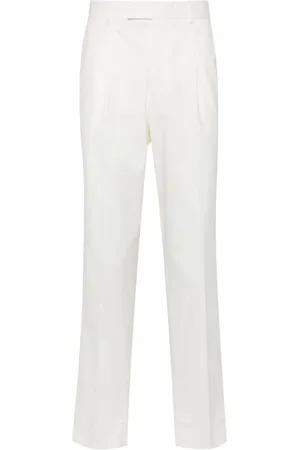 Ermenegildo Zegna Bukser, Herre, Hvid, S, Bomuld, Slim-fit Bukser