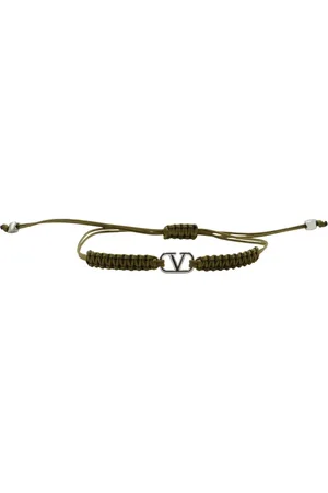 VALENTINO GARAVANI Tilbehør, Herre, Grøn, ONE SIZE, Polyester, Metal Logo Reb Armbånd