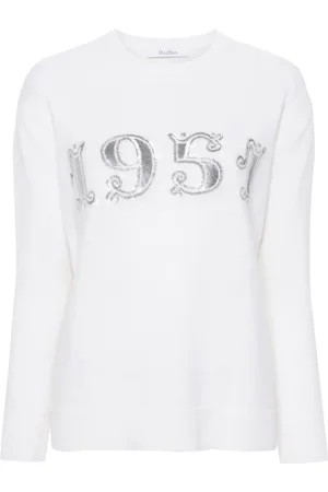 Max Mara Strik, Dame, Hvid, S, Uld, Hvid Uld Cashmere Blend Sweater