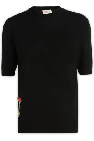 Lanvin Top, Dame, Sort, S, Uld, Crewneck Kortærmet T-shirt