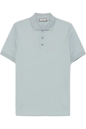 CANALI Top, Herre, Blå, L, Bomuld, Button-Up Polo Shirt
