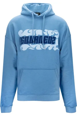 Dsquared2 Sweathshirts & Hoodies, Herre, Blå, XL, Bomuld, Hoodie med logo print