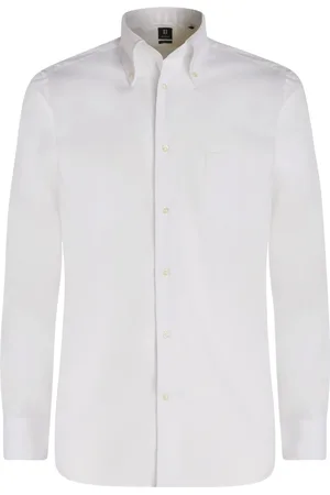 Boggi Milano Skjorte, Herre, Hvid, 2XL, Bomuld, Stretch P.Point Boston Collar Skjorte Regular Fit