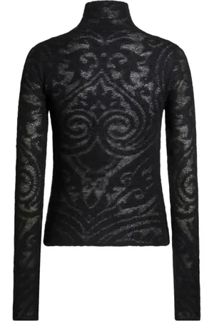 Etro Strik, Dame, Sort, XS, Uld, Sort Jacquardstrikket Sweater