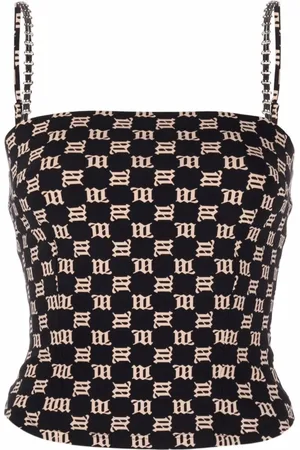 MISBHV Top, Dame, Brun, S, Uld, Sort Beige Crop Top Stilfuldt Look