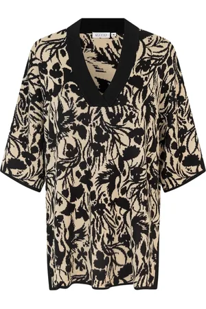 Masai Strik, Dame, Flerfarvet, M, Uld, Elegant Blomstret Top Sort