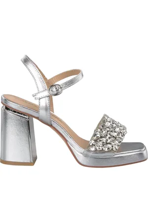 Alma en Pena Sko, Dame, Grå, 38 EU, Sandal bred strassrem