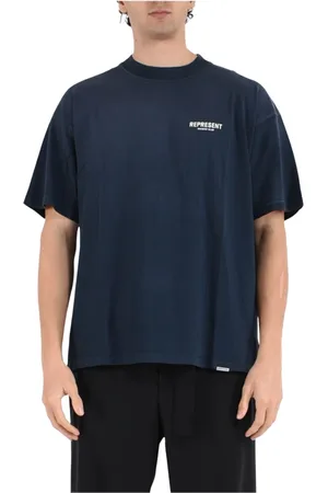 Represent Top, Herre, Blå, XL, Bomuld, Oversized T-shirt med for- og bagtryk