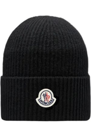 Moncler Tilbehør, Herre, Sort, ONE SIZE, Cashmere, Patch Cashmere Beanie