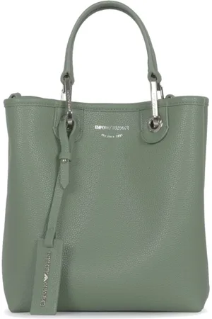 Emporio Armani Taske, Dame, Grøn, ONE SIZE, Uld, Grøn Shoppingtaske med Justerbar Rem og Aftagelig Pung