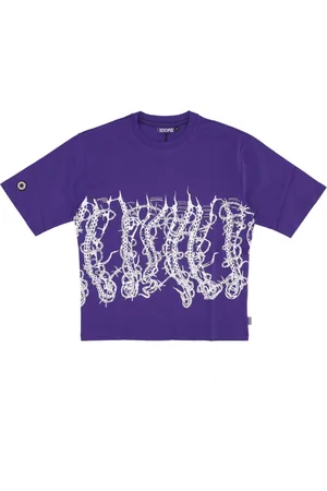 Octopus Top, Herre, Lilla, L, Bomuld, Lilla Mænds T-shirt med Design