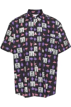 Comme des Garçons Skjorte, Herre, Flerfarvet, M, Bomuld, Print F Kortærmet Skjorte