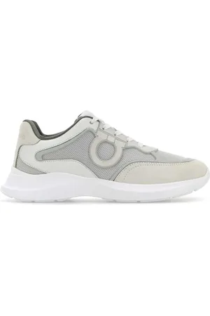 Salvatore Ferragamo Sko, Herre, Grå, 38 EU, Læder, Hvide Læder Mesh Bay Man Sneakers