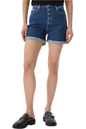 Calvin Klein Shorts, Dame, Blå, W26, Bomuld, Blå Bomuldsshorts med Lommer