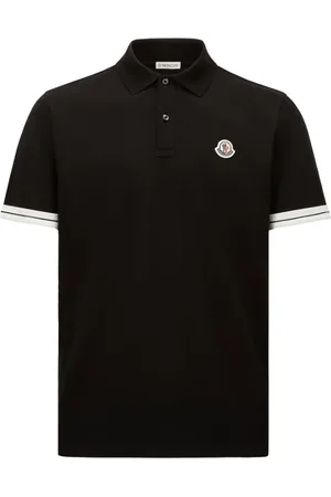 Moncler Top, Herre, Sort, 2XL, Bomuld, Logo Polo med Stribet Logoprint
