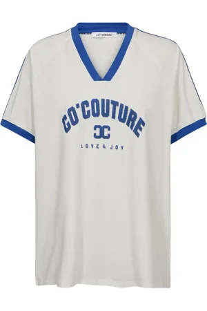 Co`Couture Top, Dame, Hvid, XS, Bomuld, Sporty V-Neck Oversize Tee