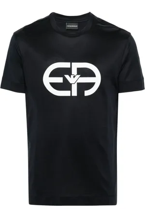 Emporio Armani Top, Herre, Blå, S, Bomuld, Blå T-shirts og Poloer med Logo Print