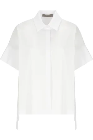 D.EXTERIOR Bluser & Skjorter, Dame, Hvid, M, Bomuld, Hvid Bomuldsblandet Skjorte med Krave