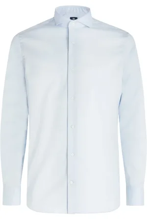 Boggi Milano Skjorte, Herre, Blå, 4XL, Bomuld, Stretch Pin Point Napoli Collar Skjorte