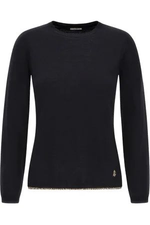 Roberto Cavalli Strik, Dame, Sort, XS, Sort Crew Neck Sweater Dame
