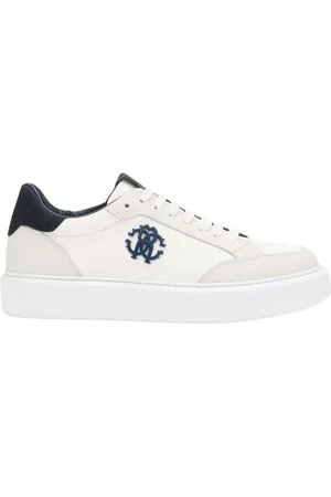 Roberto Cavalli Sko, Herre, Hvid, 45 EU, Læder, Monogram Leather Sneakers
