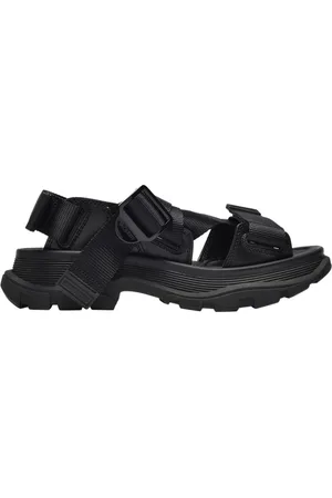 Alexander McQueen Sko, Dame, Sort, 36 EU, Uld, Sort Canvas Tread Sandaler