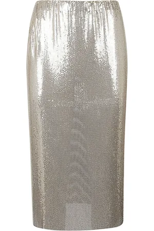 Sportmax Nederdel, Dame, Gul, XS, Uld, Gylden Sequin High Waist Nederdel