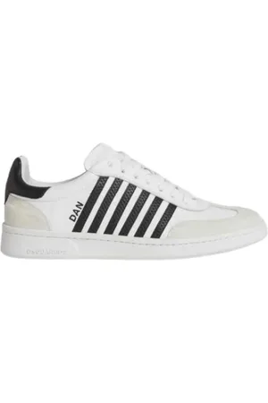 Dsquared2 Sko, Dame, Hvid, 37 EU, Læder, Sortstribede Læder Sneakers