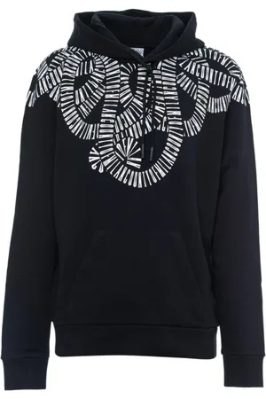 MARCELO BURLON Sweathshirts & Hoodies, Herre, Sort, 2XL, Bomuld, Sort hættetrøje med grafisk tryk