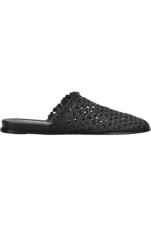Premiata Sko, Dame, Sort, 38 EU, Vævet Raffia Sabot med Frynset Detalje