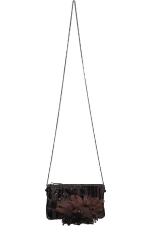 LORENA ANTONIAZZI Taske, Dame, Brun, ONE SIZE, Nylon, Velvet clutch med blomsterapplikation