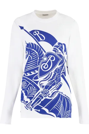 Burberry Top, Dame, Hvid, 2XS, Bomuld, EKD-Printet Langærmet T-shirt