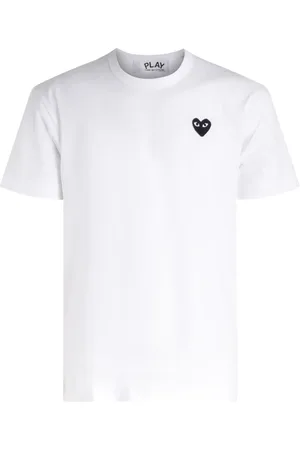 Comme des Garçons Top, Herre, Hvid, XL, Bomuld, Hvid T-shirt med Hjerte Patch