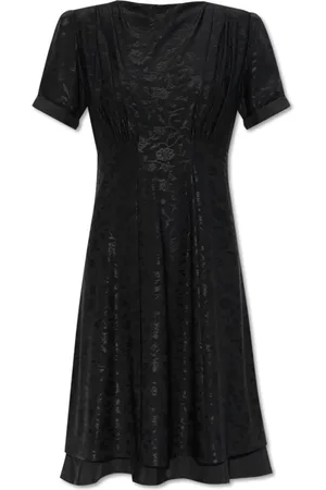 Jil Sander Kjole, Dame, Sort, M, Uld, Kjole med blomstermønster