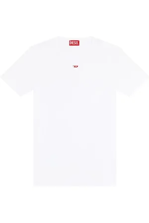 Diesel Top, Herre, Hvid, S, Bomuld, Ribbet T-shirt med Rund Hals
