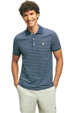 Brooks Brothers Top, Herre, Blå, XL, Bomuld, Navy og hvidstribet Golden Fleece bomuldspolo