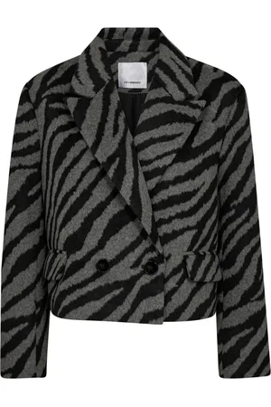 Co`Couture Jakke, Dame, Grå, S, Uld, Zuricc Zebra Crop Jakke Mørkegrå