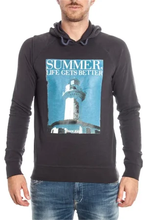 Emporio Armani Sweathshirts & Hoodies, Herre, Blå, S, Bomuld, Hættetrøje Sweatshirt